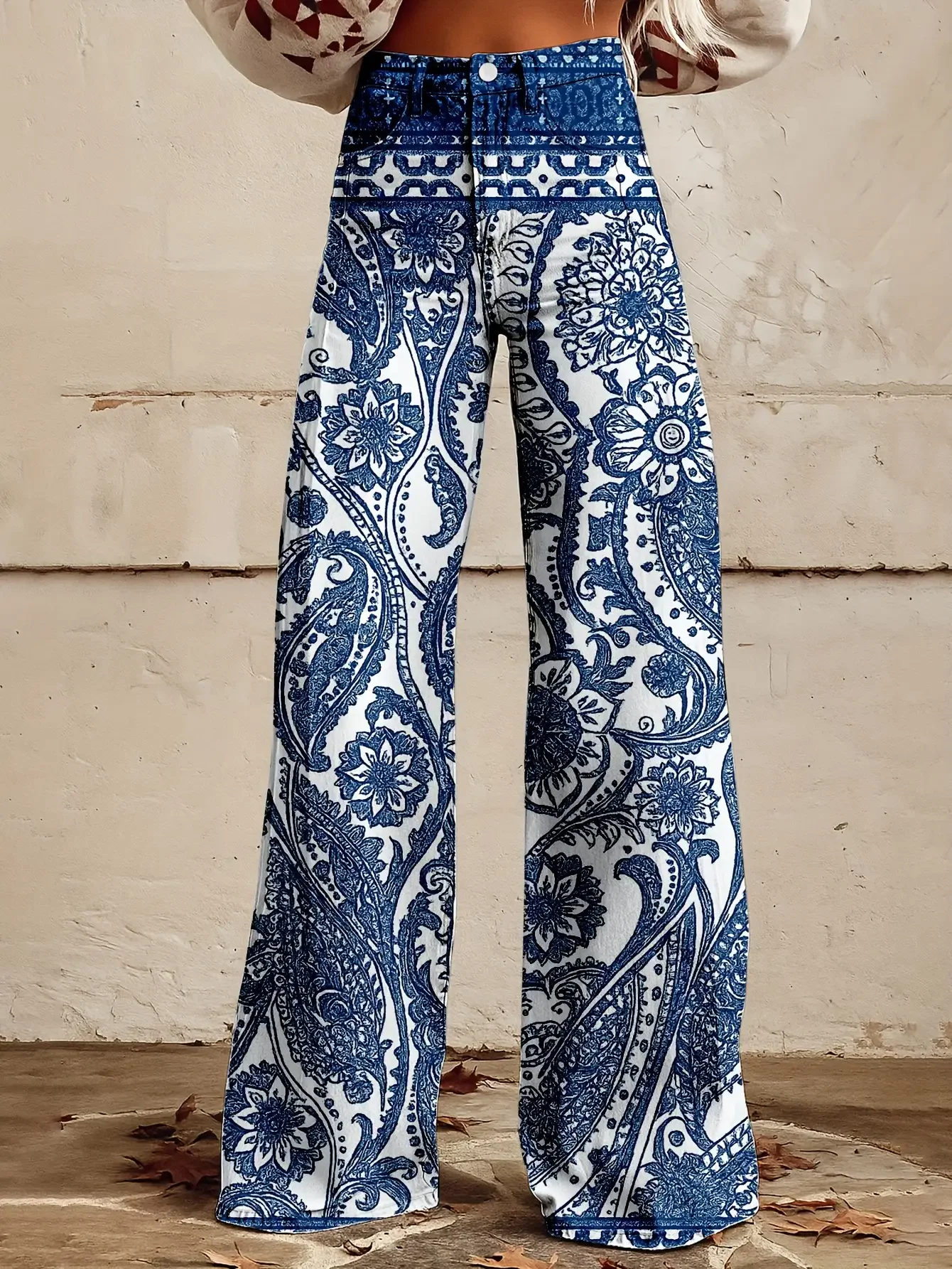 

Fashionable casual wide leg jeans, washed elastic denim, versatile wide leg pants, versatile and simple new pants