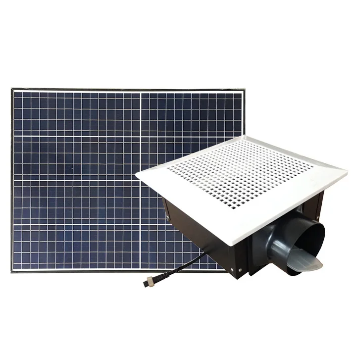 80W Hybrid Solar Battery Power DC Smart Solar Exhaust Ceiling Ventilation Fan for Bathroom Solar Panel Exhaust Fan with Remote