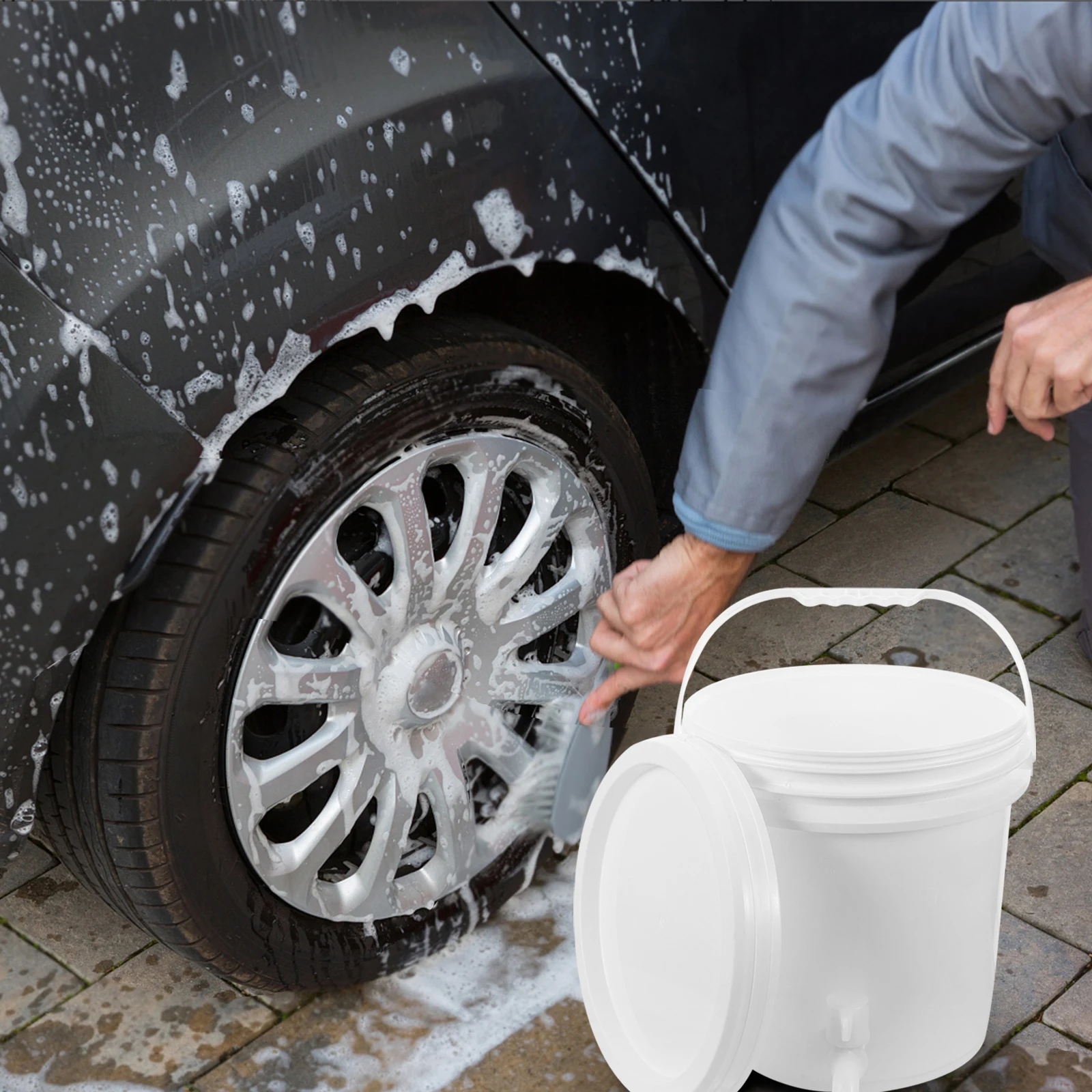 

Water Container Durable Portable Outdoor Camping Storage Bucket Faucet Sealing Tape Multifunctional Water Tank 10L Capacity