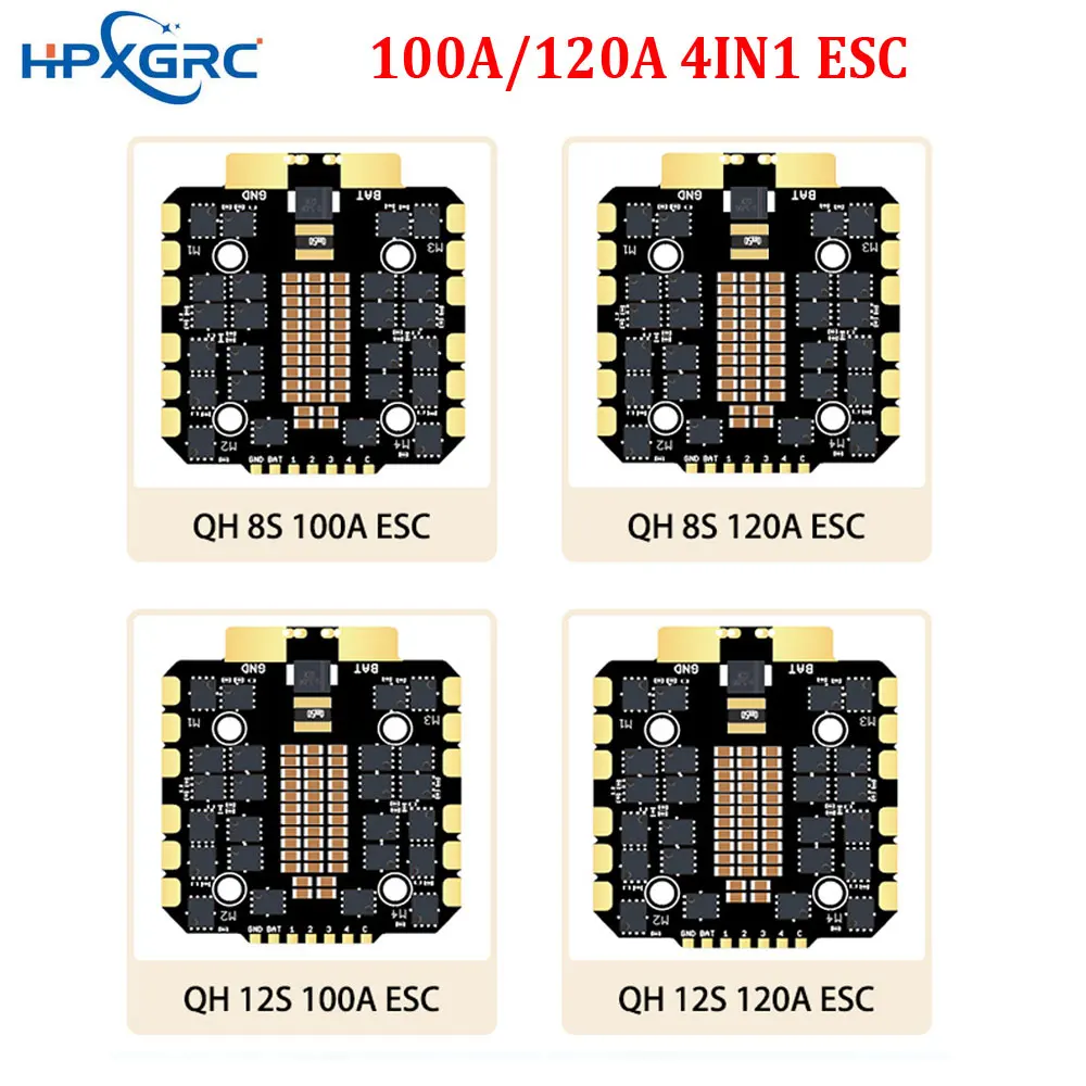 HPXGRC 100A/120A 4IN1 ESC 3-12S DSHOT300/DSHOT600/PWM/BIDIRECTIONALDSHOT 30.5x30.5mm for RC FPV Racing Drone