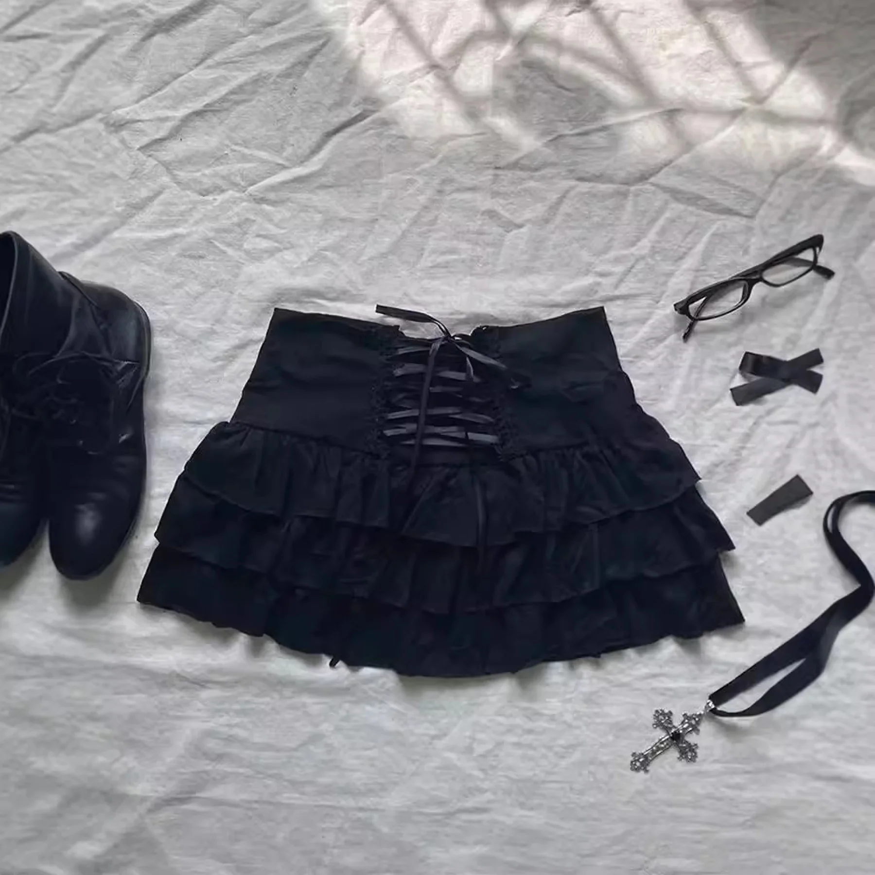 Jirai kei Outfit Lolita Girls Camicia Gonna Set Donna Kawaii Bow Manica lunga Y2K Camicia estetica casual Donna in stile giapponese