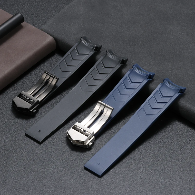 BRETA22 * 18MM correa de silicona con boca de arco para HEUER AQUARACER WAY101A/WAY108A negro azul accesorios de correa de reloj de goma para buceo para hombres
