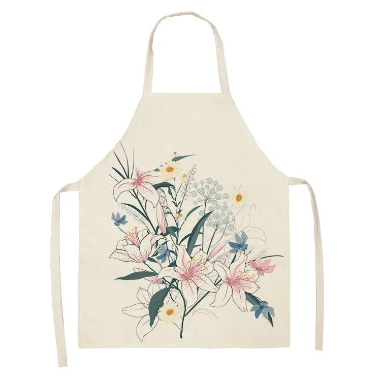 Home Minimalist Floral Kitchen Apron Café Milk Tea Shop Workwear Kitchen Accessories Baking Accessories Cooking Accessories