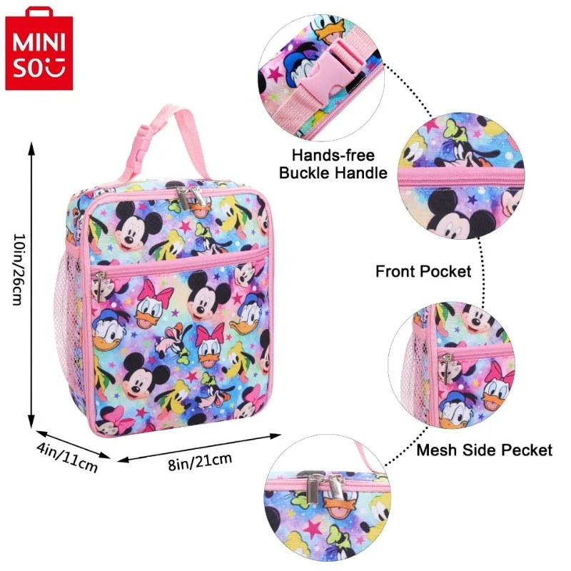 MINISO Disney Cartoon Mickey Printed Backpack for Students with Reduced Load Lightweight Children's Backpack