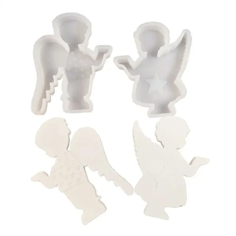 1Pair Gypsum Candlestick Silicone Mold Candelabrum Mould Angel Holder Molds Ornaments Home Decorations Mould