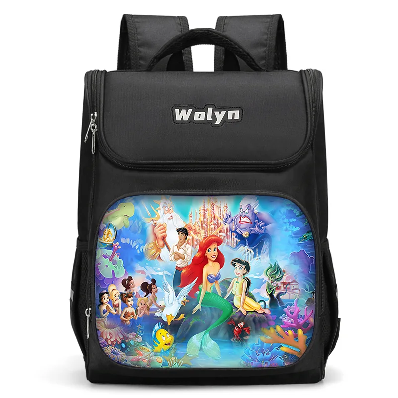 Cartoon Mermaid Princess Ariel Large Child Backpack Boy Girls School Bag Men Women Traveling Backpack Durable Multi Compartmen