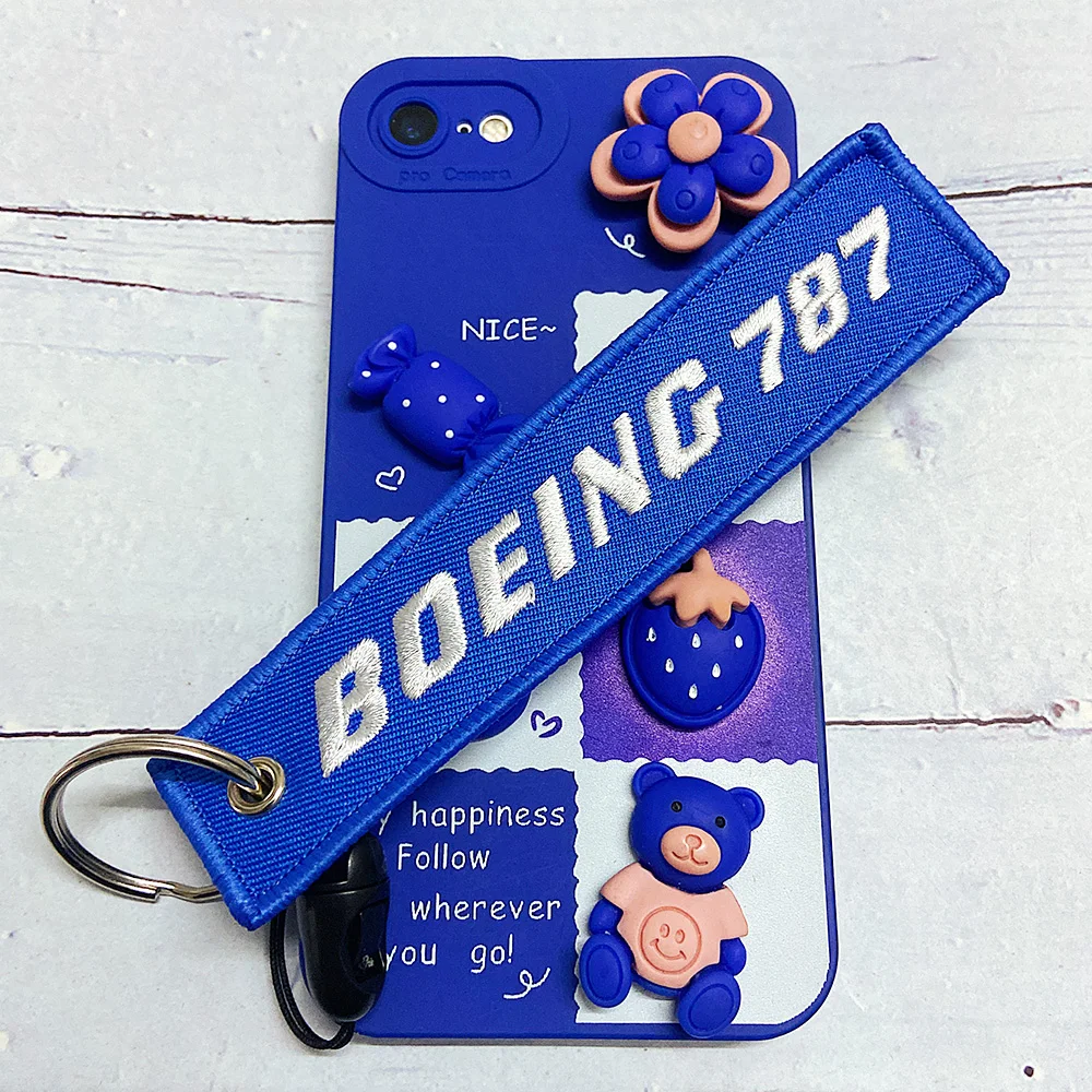 التطريز بوينغ 787 حزام الهاتف ل آيفون المعصم حزام ل ID بطاقة الصالة الرياضية قضية الهاتف الأشرطة شارة كاميرا GoPro سلسلة ل الطيار