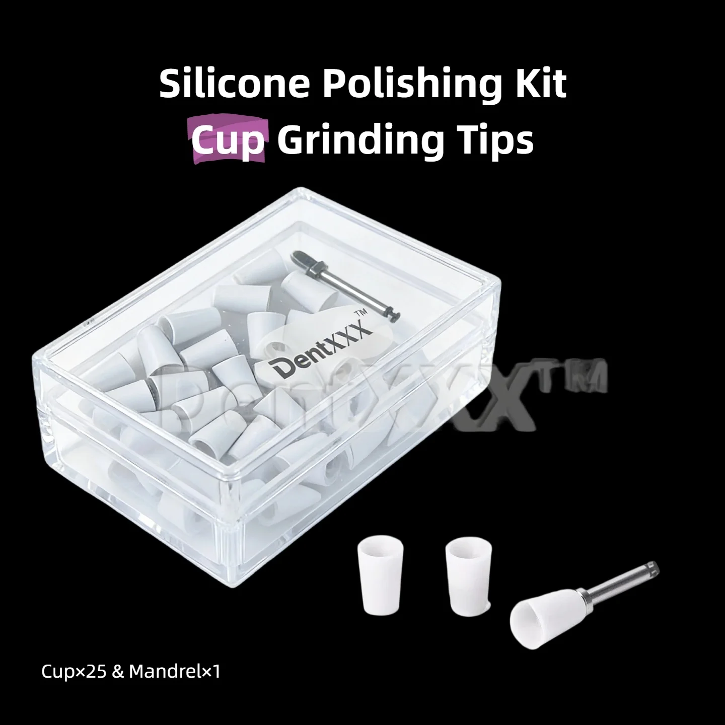 Silikon-Polierset für Komposit-Harz, Schnellpolieren, 2,35 mm, 3 verschiedene Formen: Schale / Umgekehrter Kegel / Spitze – Detail 5