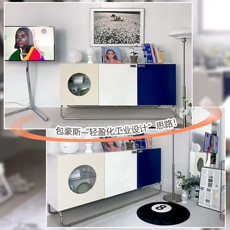 Customized medieval style module combination cabinet Stainless steel side cabinet Bauhaus style living room simple locker