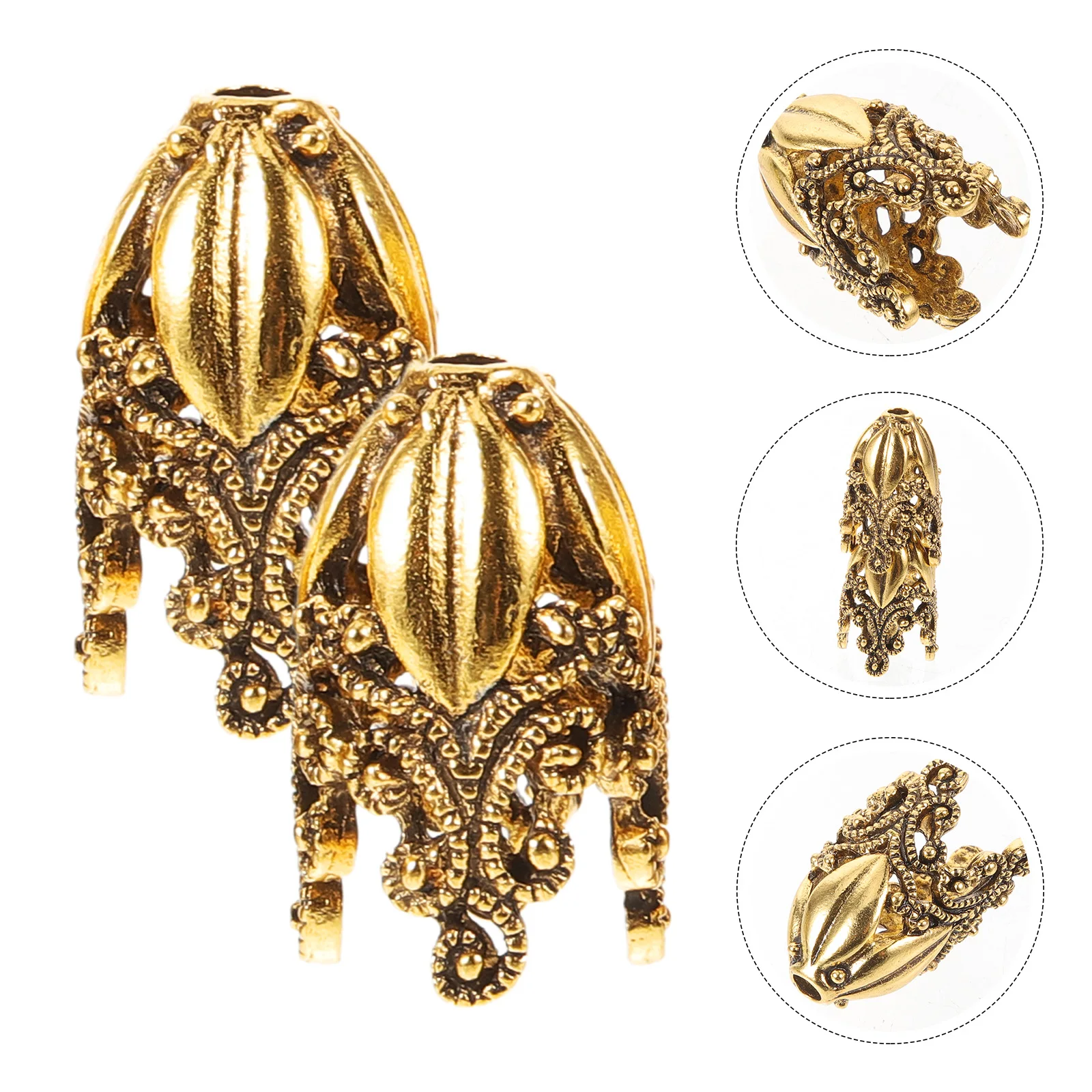 

5pcs Flower Alloy Jewelry Making Bracelet Necklace Accessories Creative Spacer End Diy Crafts Beads Metal Bead End Caps Vintage