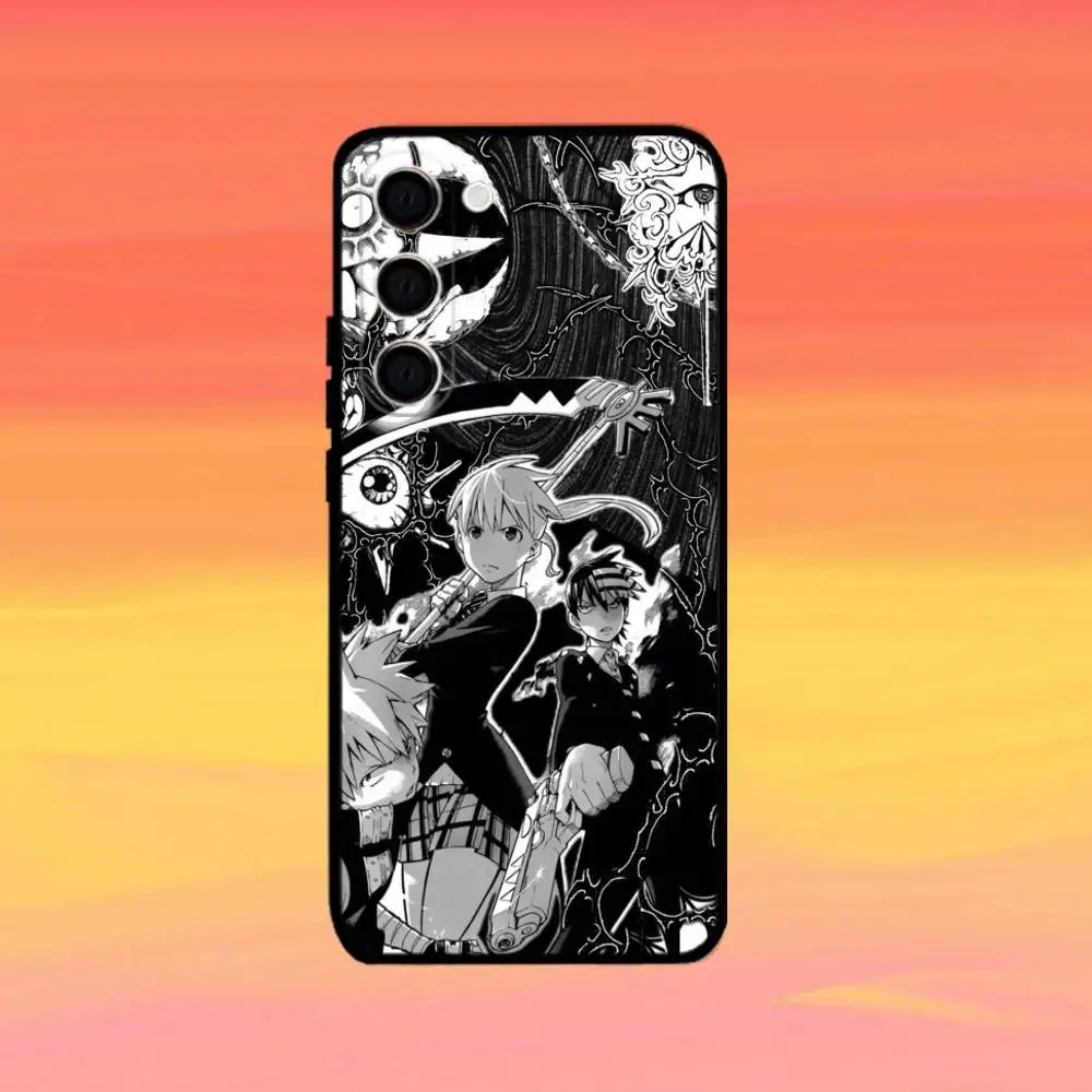Etui na telefon z motywem anime S-Soul E-Eater dla Samsung Galaxy A73, A72, A71, A70, A53, A52, A51 i innych, miękkie, czarne.
