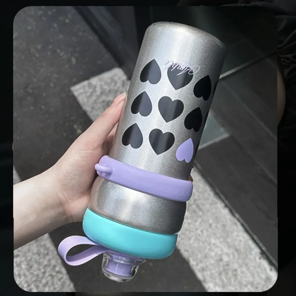 

Bowknot Straw Thermal Cup Stainless Steel Large Capacity Coffee Cup Butterfly Print Double-Drinking Vacuum Water Bottle Gifts