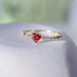 Love Heart Red Gemstone Ring Zircon Size 5/6/7/8/9/10/11 For Women Charm Jewelry Romantic Ring 2025