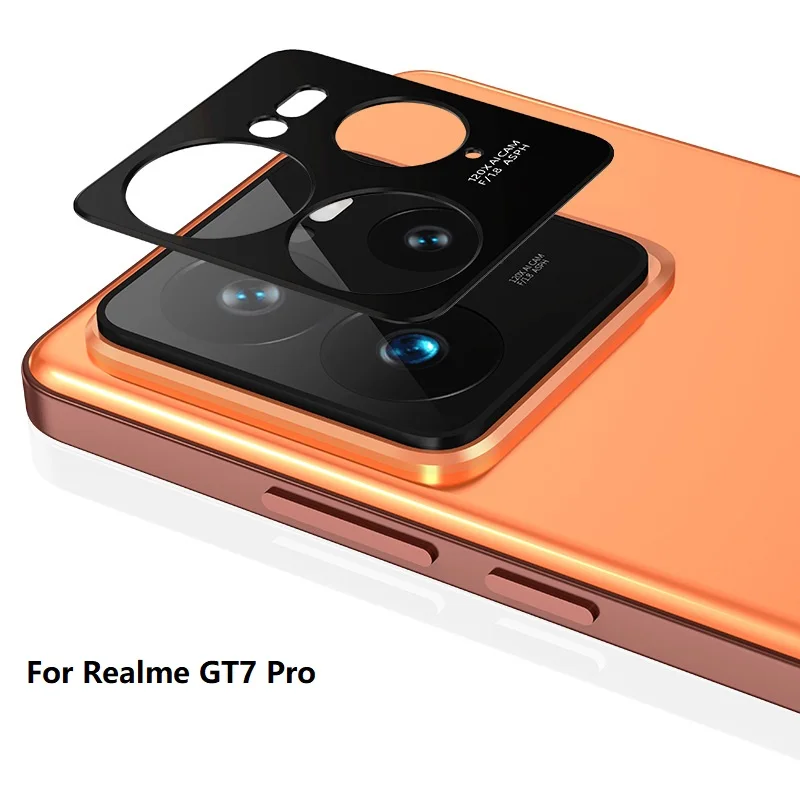 

for Realme GT 7 Pro Camera Bezel Cover Hollow Lens Protector Cap Sticker Super Slim Anti Scratch Black Metal Film