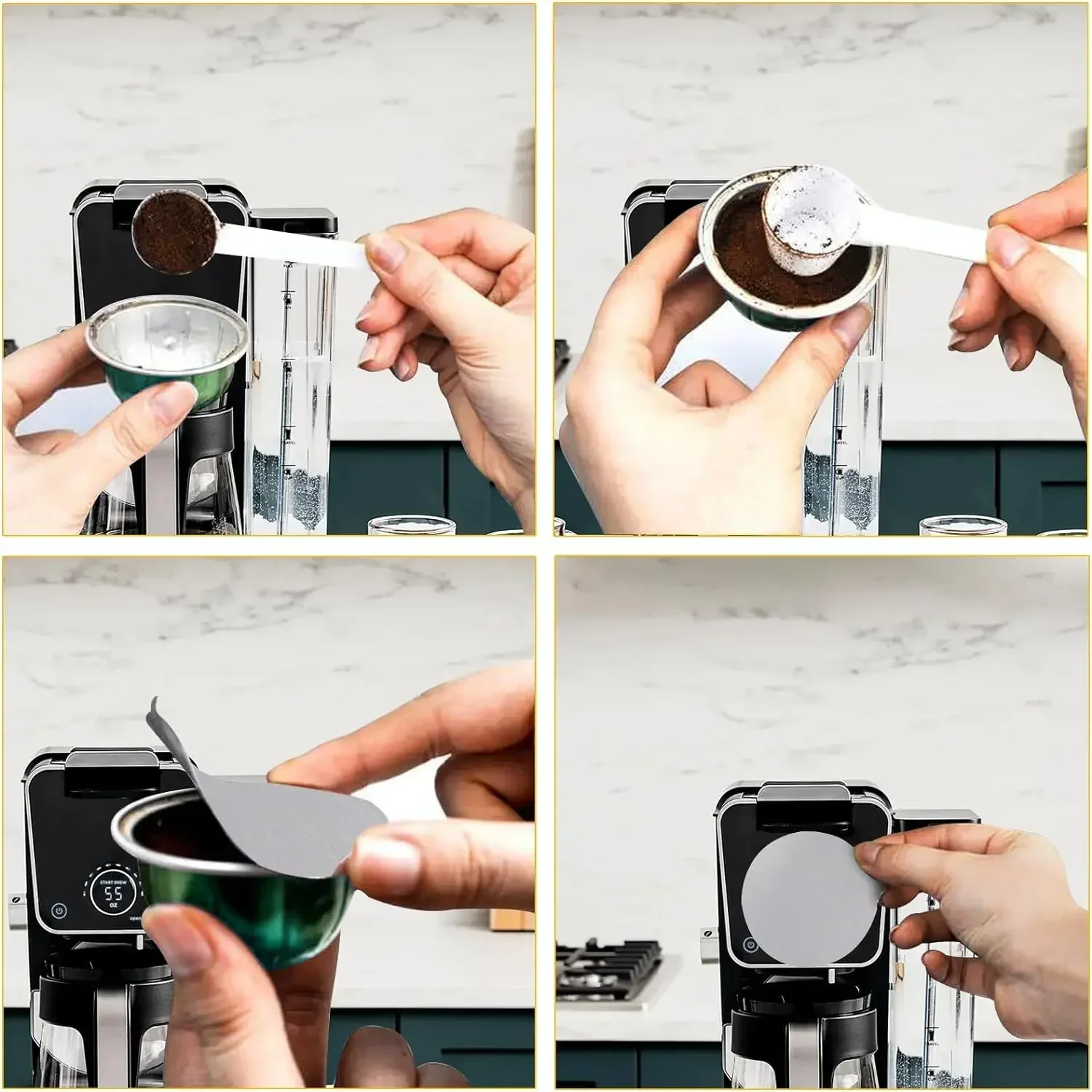 Adhesive Aluminum Foil Lids Seals Stickers Filling Disposable Empty for Nespresso Vertuo Capsules Coffee Pod Reusable Cover