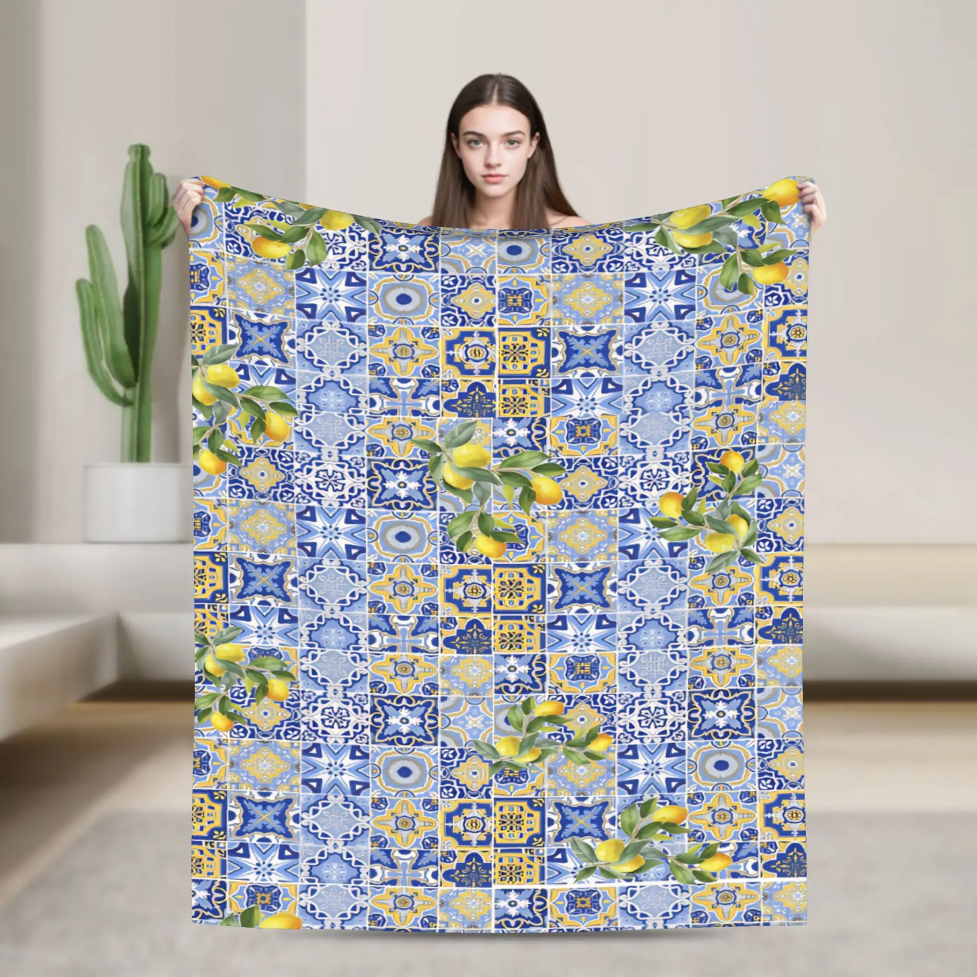 Lemon Sicily Rectangle Stuff Blankets Soft Fleece  Throw Blankets Comfortable Bedspread