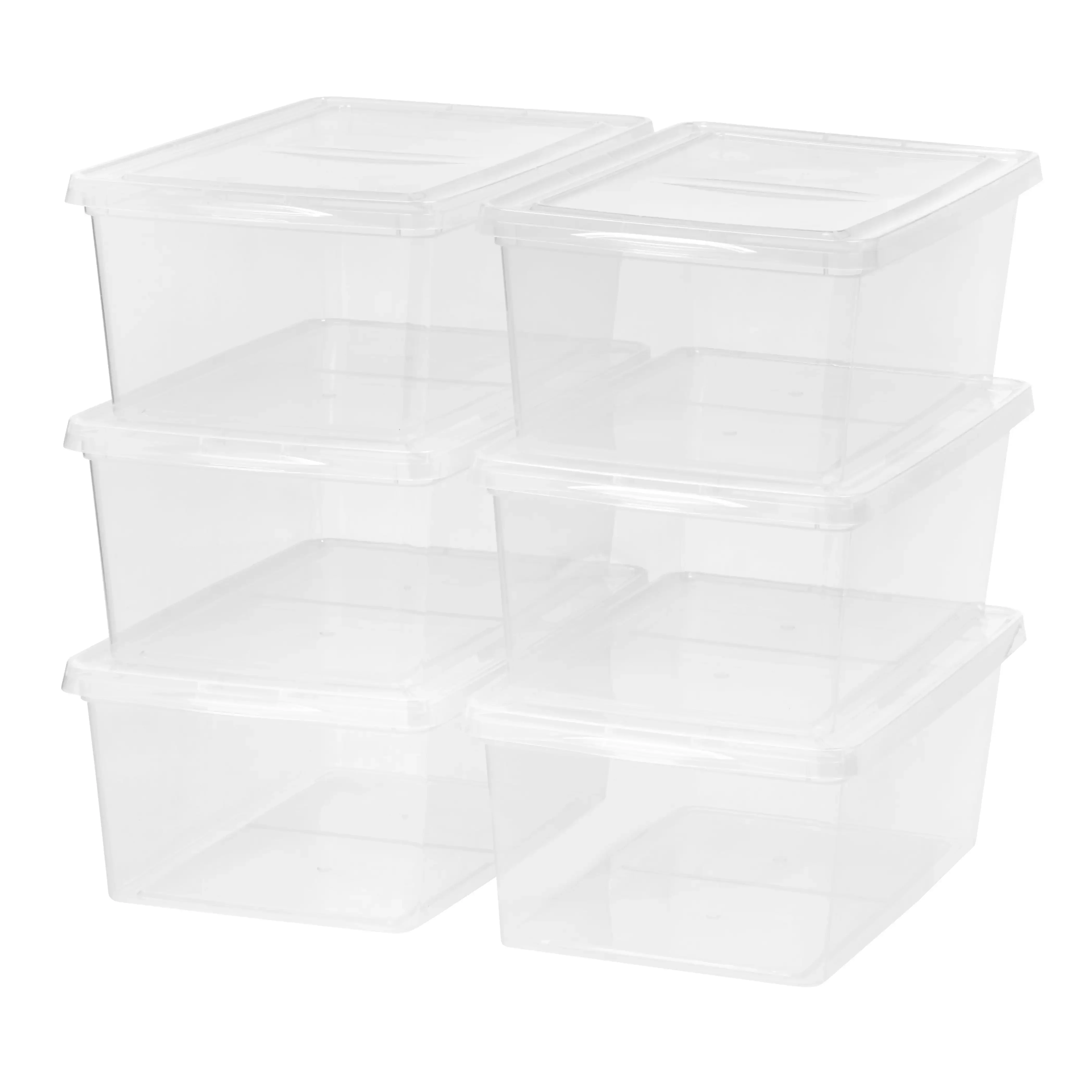 

17 Qt. (4.25 gal.) Plastic Stackable Closet Storage Box, Clear, Set of 6