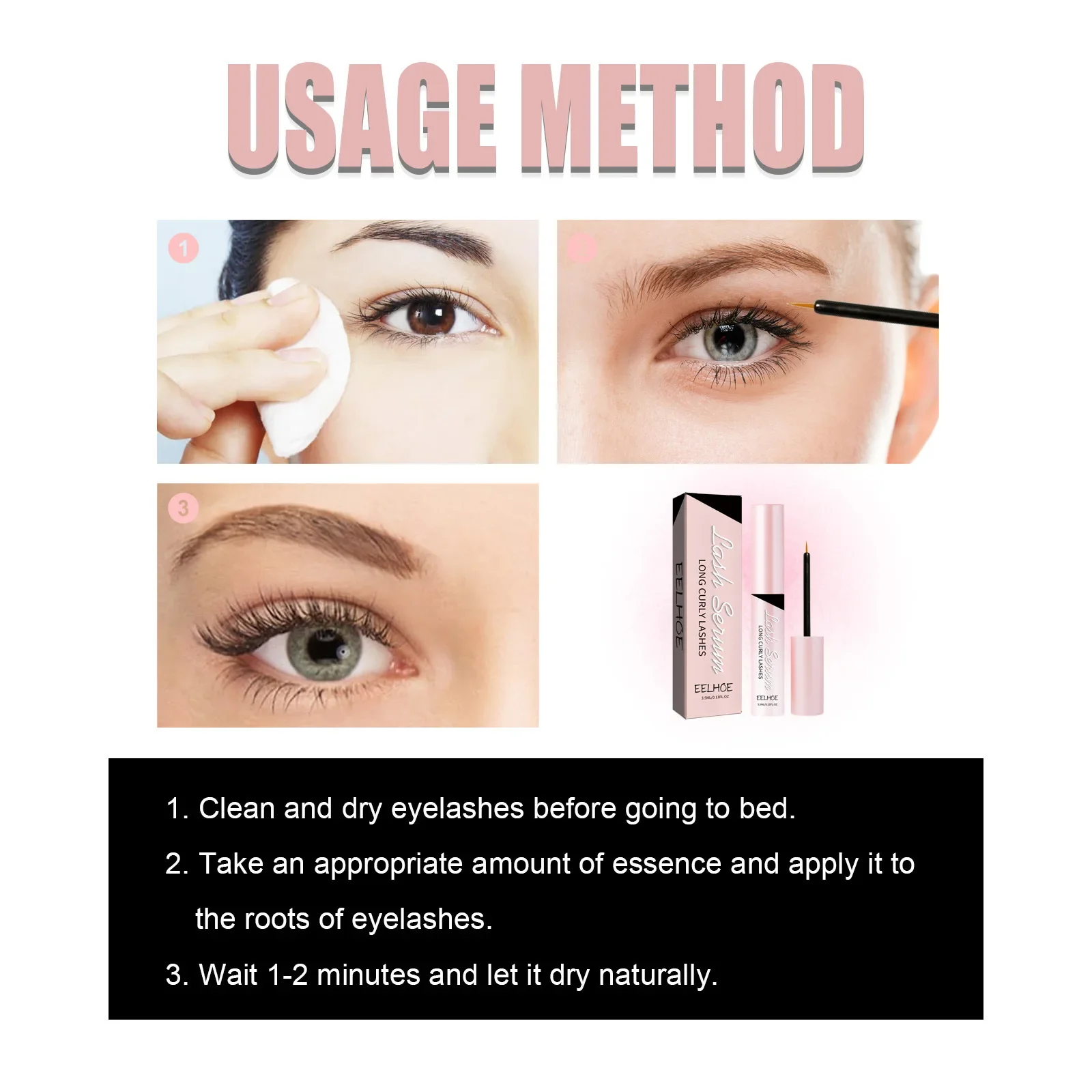 EELHOE Natural Eyelash Growth Serum Lengthening Fast Fuller Thicker Treatment Lash Lifting Lengthening Eyelashes Enhancer Liquid