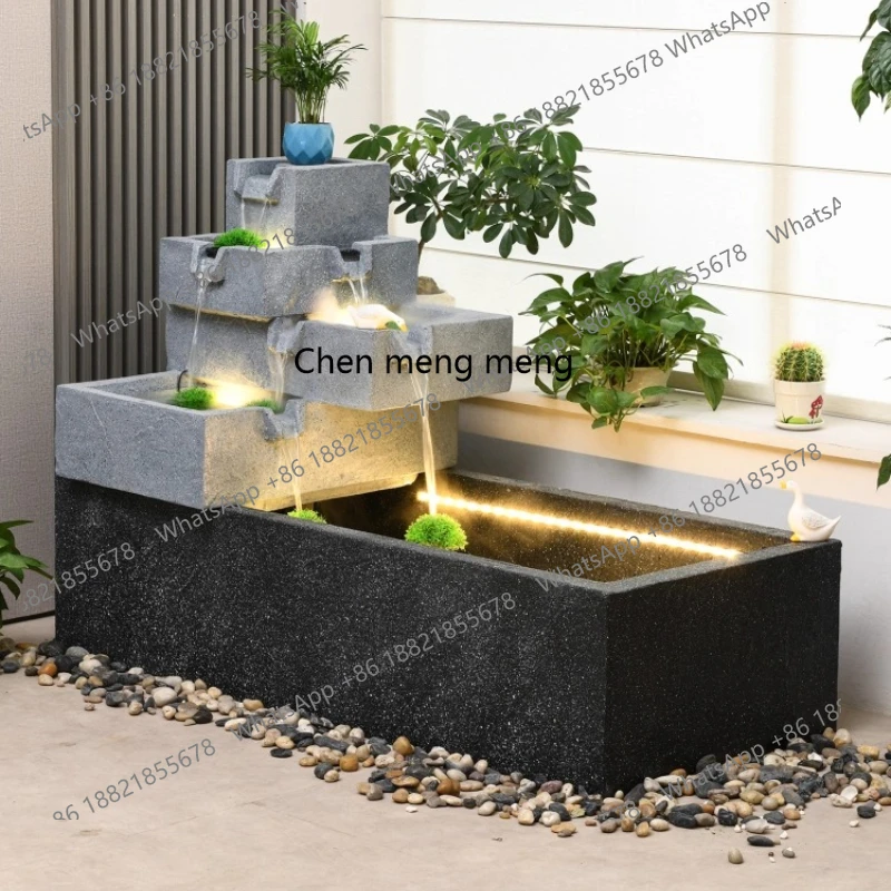 European-style running water fountain ornament, modern creative landscape, outdoor floor-to-ceiling fish pond lucky decoration