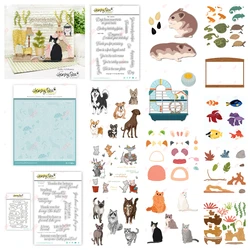 Pet Friends Metal Cutting Dies Stamp Stencil Set Dogs Cats Hamster Die DIY Scrapbooking Craft Greeting Card Decoration 2025 New