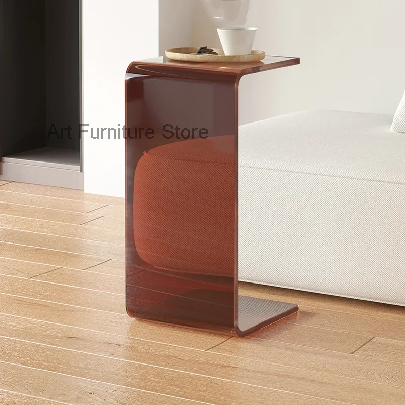 Modern Coffee Table Acrylic Tray Small Transparent Floor Coffee Table Sofa Side Square Bedside Tavolino Da Divano Room Decor