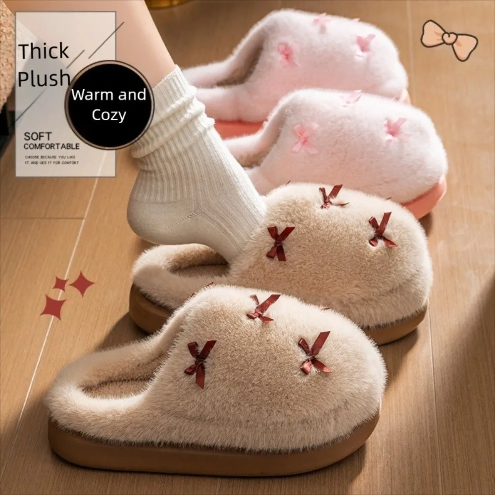 موضة القوس عقدة شبشب منزل سميكة مع بطانة داخلي رقيق النعال خفيفة الوزن إيفا وحيد مغلق تو النعال الشتاء #1