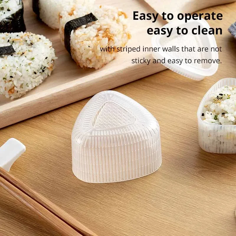 2PCS Transparent DIY Sushi Mold Kit Onigiri Rice Ball Triangular Sushi Maker Food Press Kitchen Bento Accessory Set