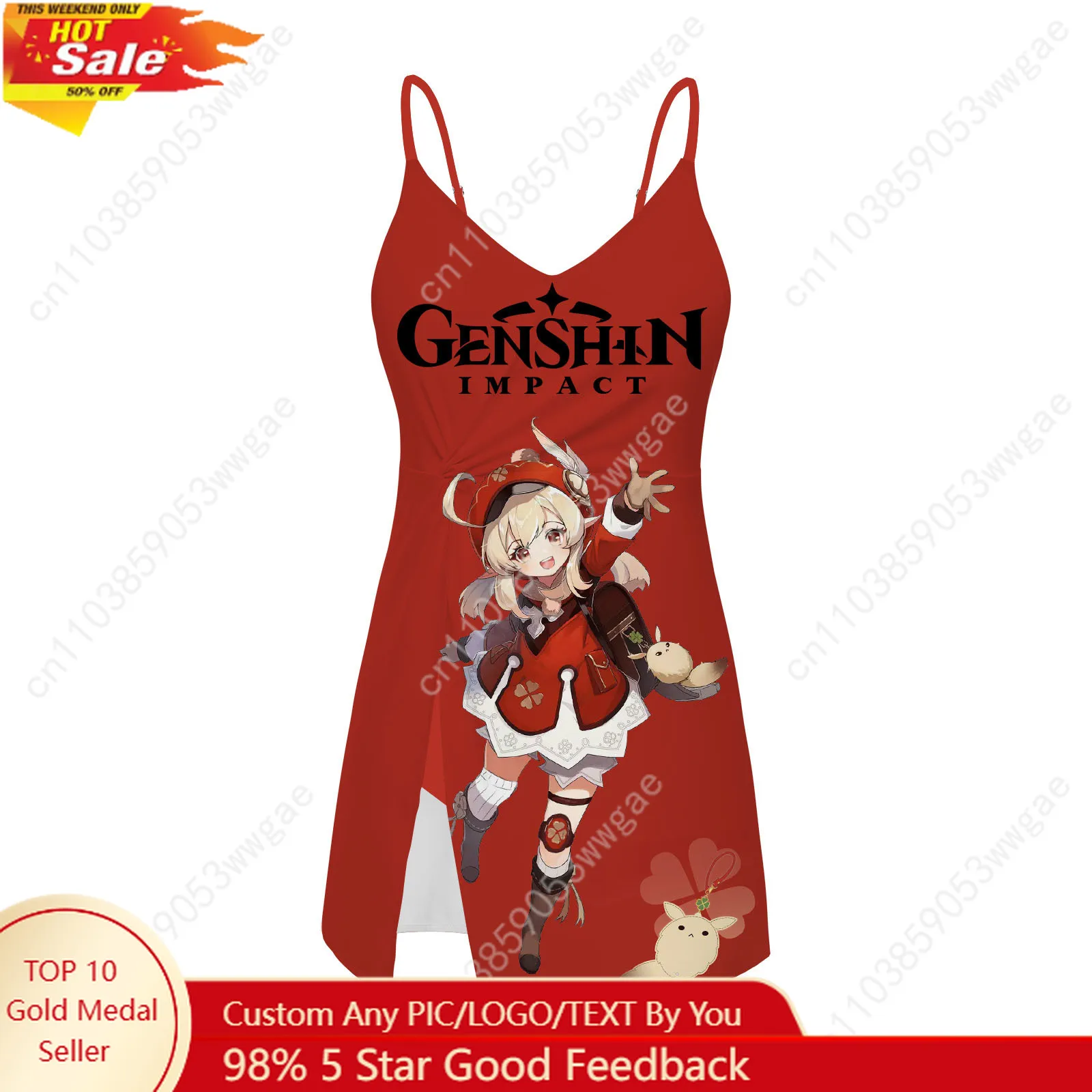 

Genshin Klee Sling Dress Swimsuit Womens Bathing Suits Personalized Fashion Swimwear Pool Beach Bikini Custom Made Beachwears