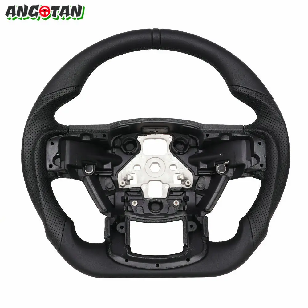 

Full Leather Steering Wheel For Ford F150 Raptor 2015-2020 D-shaped Flat-Bottom Perforated Leather Steering Wheel No Paddles