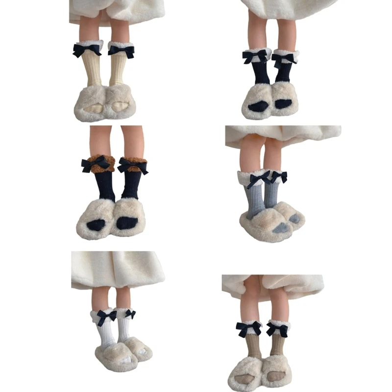 

Elastic Child Socks Fleece Knee High Socks Girl Winter Autumn Dress Socks H37A