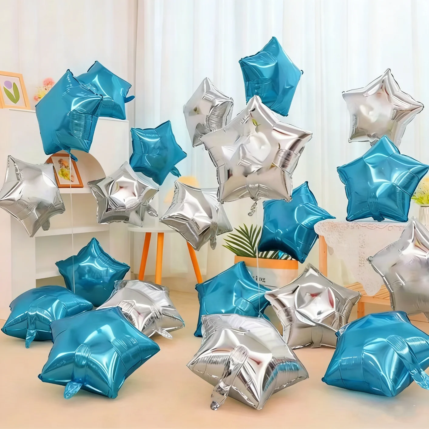 10 Stück 18 Zoll Stern-Folienballons Metallische Aluminium-Mylar-Ballons für Hochzeits- und Partydekoration Glänzende Pentagramm-Ballons