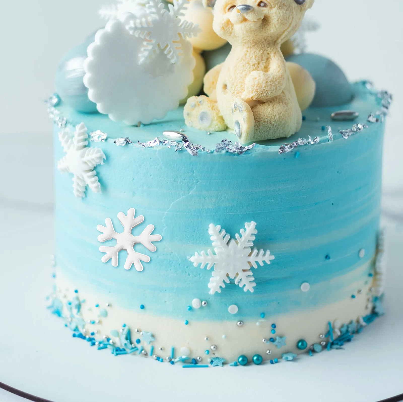 Set di 3 formine per fondente con fiocco di neve natalizio, formine per torte e biscotti in stile stantuffo, strumenti per la cottura natalizia per torte fai da te # HB0358