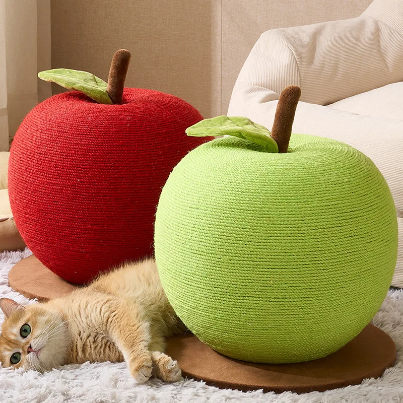 Dopamine Apple Cat Scratching Post Sisal Rope Vertical Cat Scratcher Durable Claw Grinding Toy