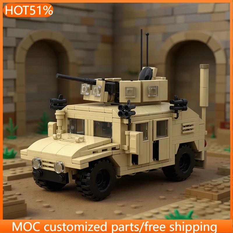 381 pièces de briques de construction modulaires pour véhicule blindé HMMWV M1114 MOC, briques simples, créatives, DIY, jouet pour garçon, cadeau d'anniversaire