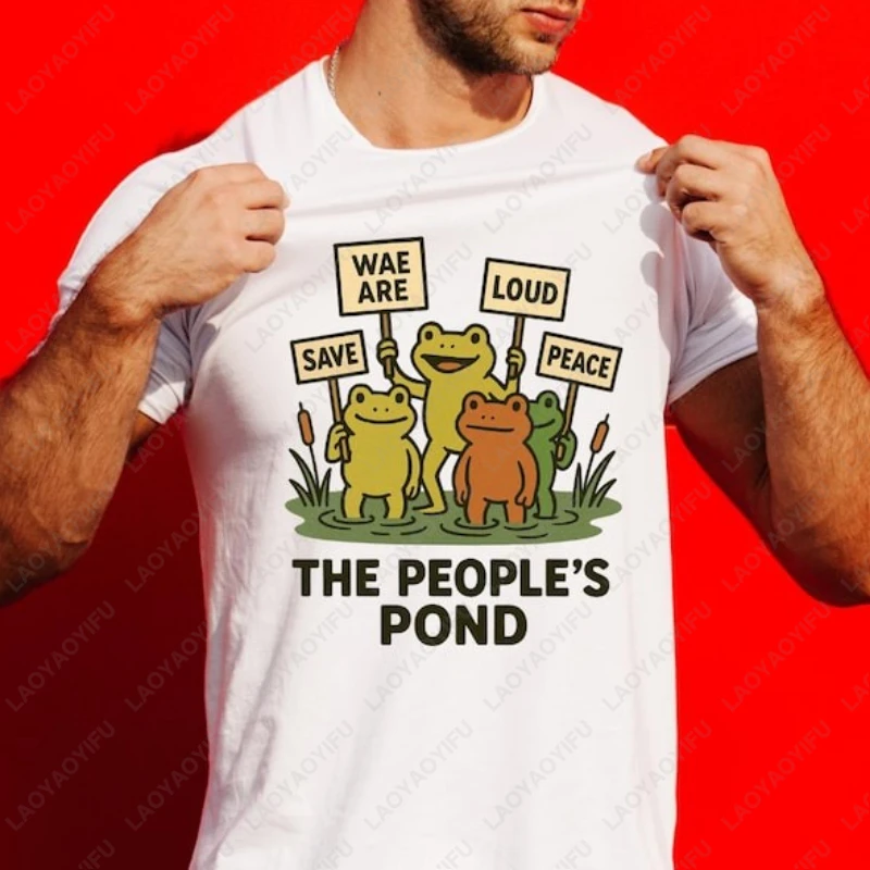 Frog Protest Retro Political Activist Harajuku Tshirt Gift Men Women High Quality Cotton Tees Casual Summer Street Fashion Tops