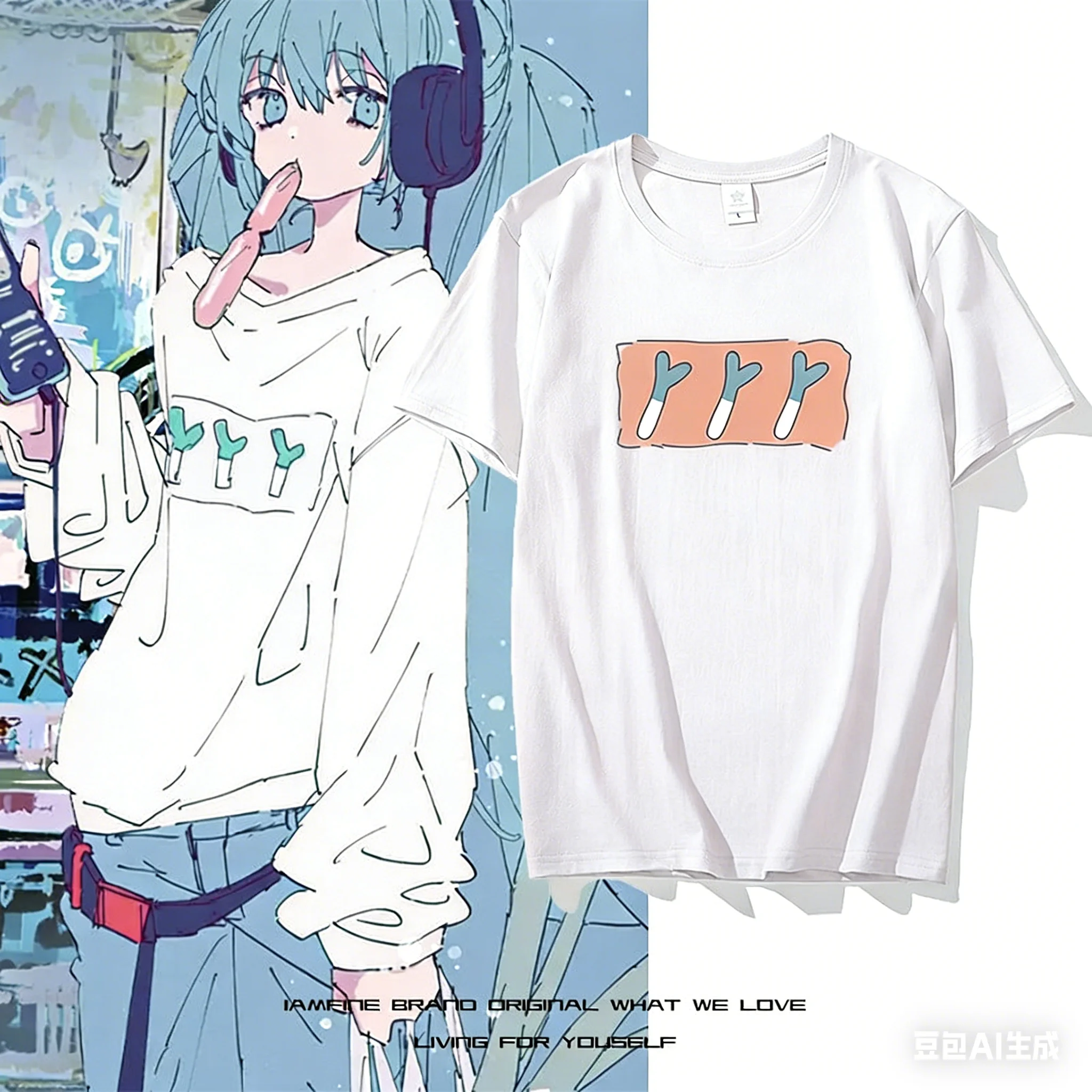 

Onion Niang with The Same Short-sleeved T-shirt Japanese Second Animation Cos Clothes Men and Women Cotton Shirt Summer