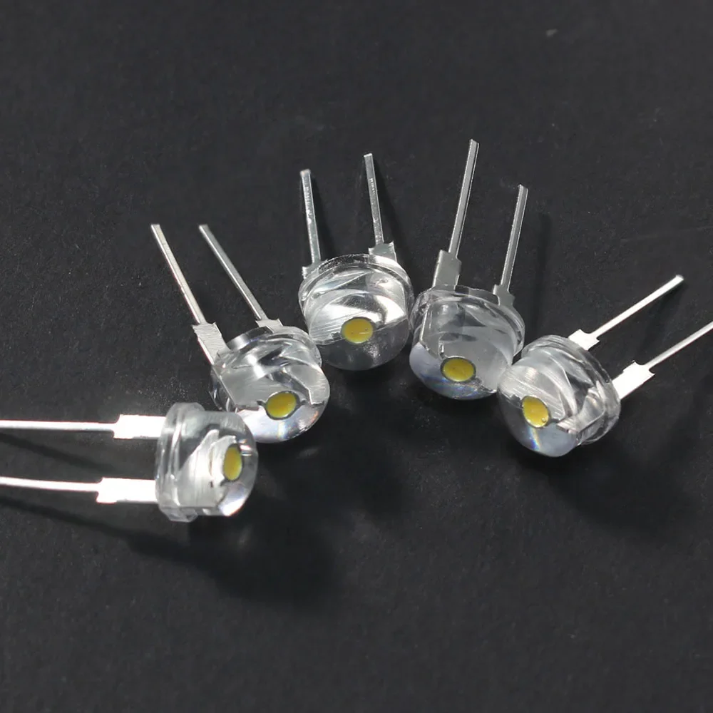 20PCS Straw Hat LED Diode 8MM Warm White 0.5W White 0.3W 0.5W 0.75W Blue Green Red Yellow Led Lights Diod F8