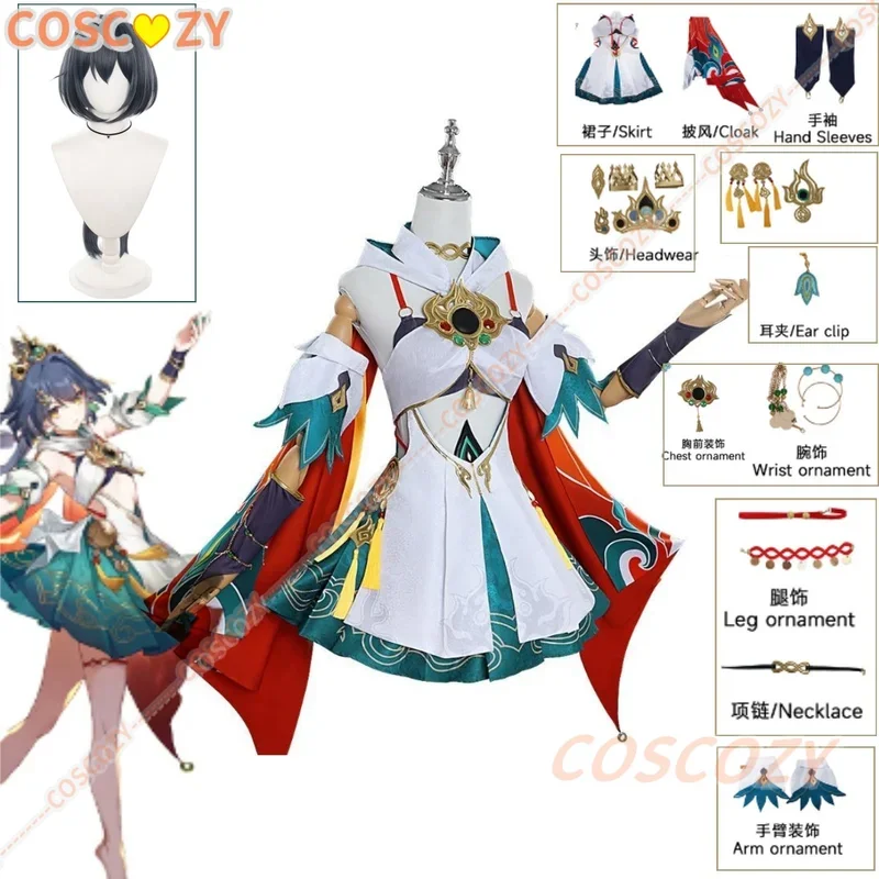 Yunli cosplay disfraz peluca juego thankai estrella carril vestido uniforme corte de pelo tobillera espada cazador Halloween niñas vestidos