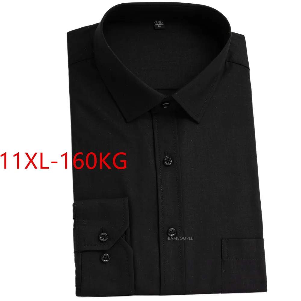 

Men's Business Shirts Long Sleeve Casual White Blue Plus Size Big 11XL 10XL 9XL Formal Office Twill Plain Dress Shirt 160KG Wear