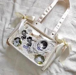 Borsa a tracolla in seta JIAERDI borsa da donna Lolita Ita Jk borsa Tote di grande capacità in stile giapponese Harajuku borsa trasparente femminile