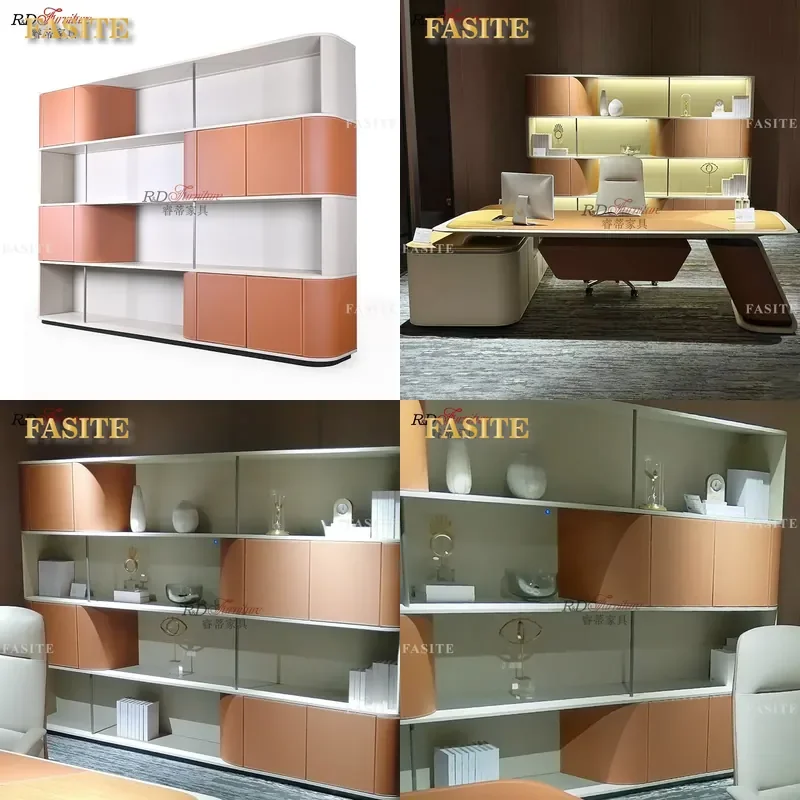 For Modern Simple Leather Art File Cabinet Office Floor Storage Locker Background Wine Cabinet Living Room Furniture