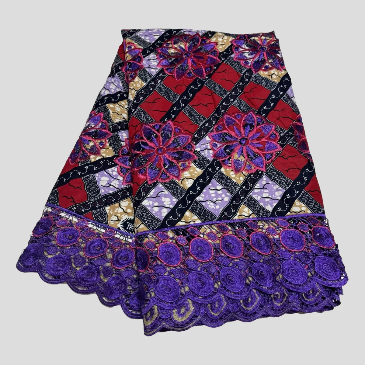 Purple Guipure Ankara Fabrics African Wax Cord Lace Fabric Border For Asoebi Dress Sewing Materials