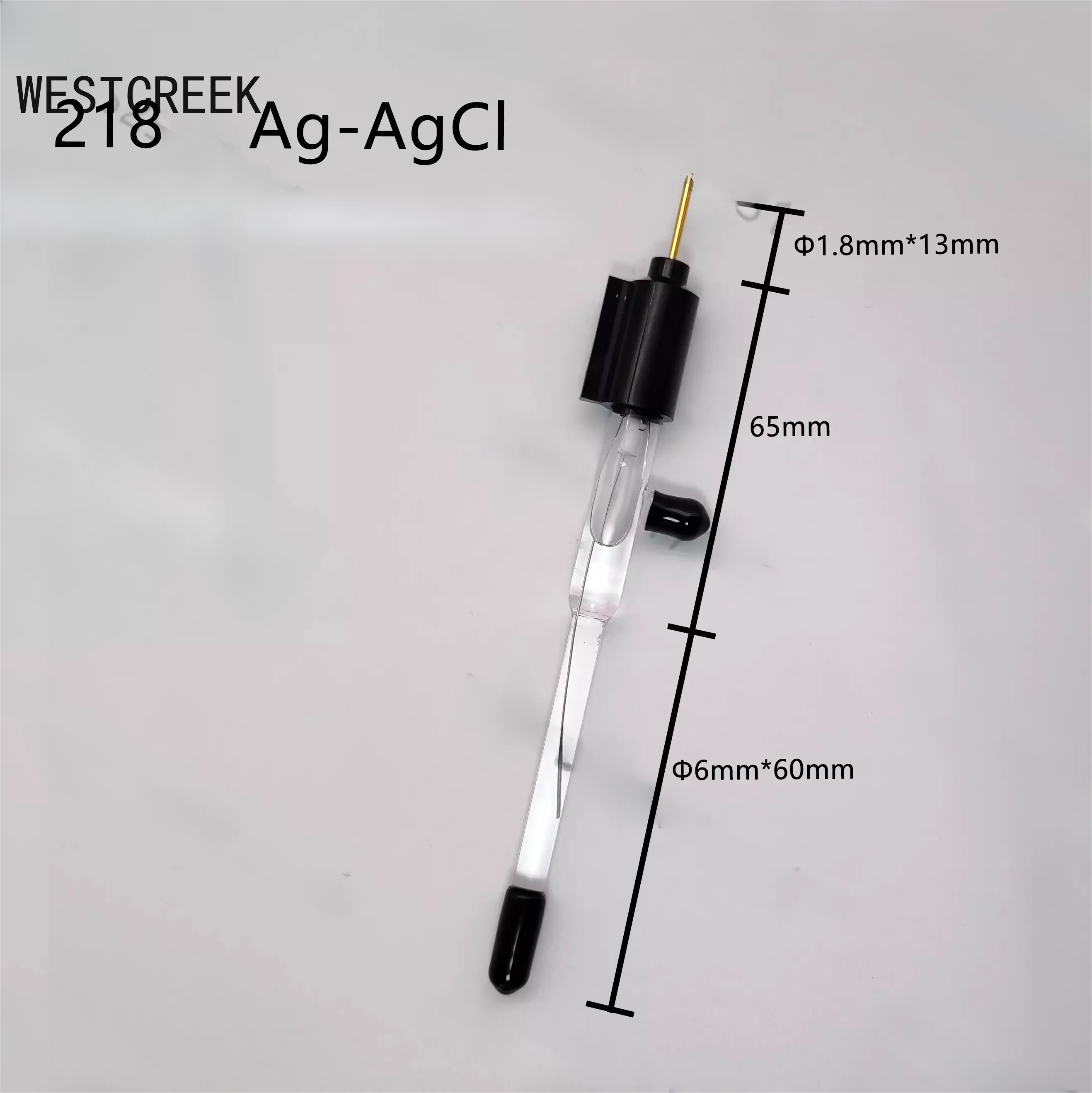 

WESTCREEK Silver chloride reference electrode. Model 218 Ag-AgCl electrode for single salt bridge experiment.