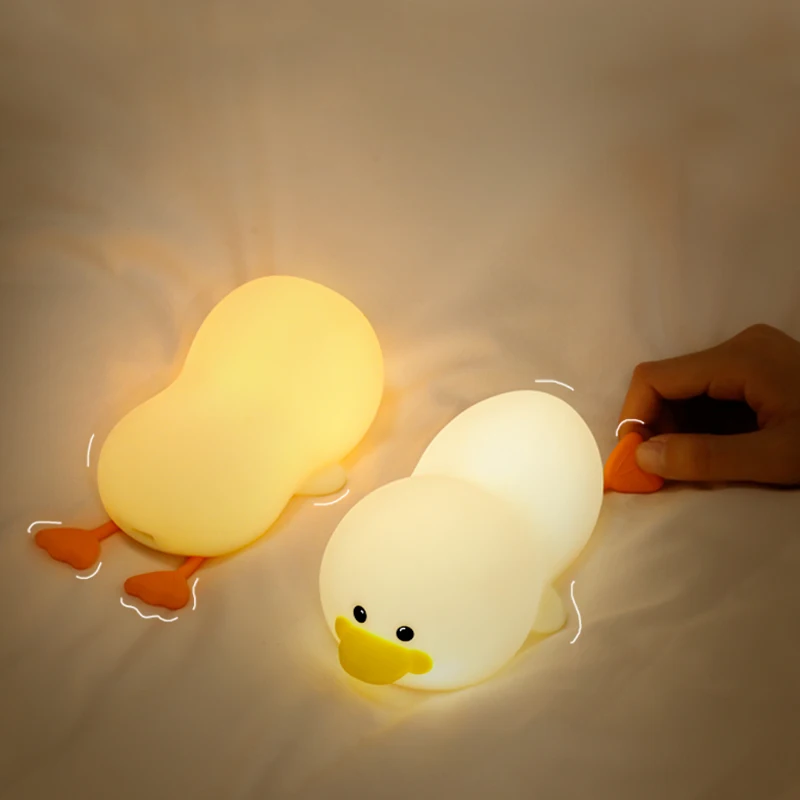 LED Night Light Cartoon Silicone Penguin Duck shape Bedside Decorative Sleep Lamp Touch Sensitive Night Light