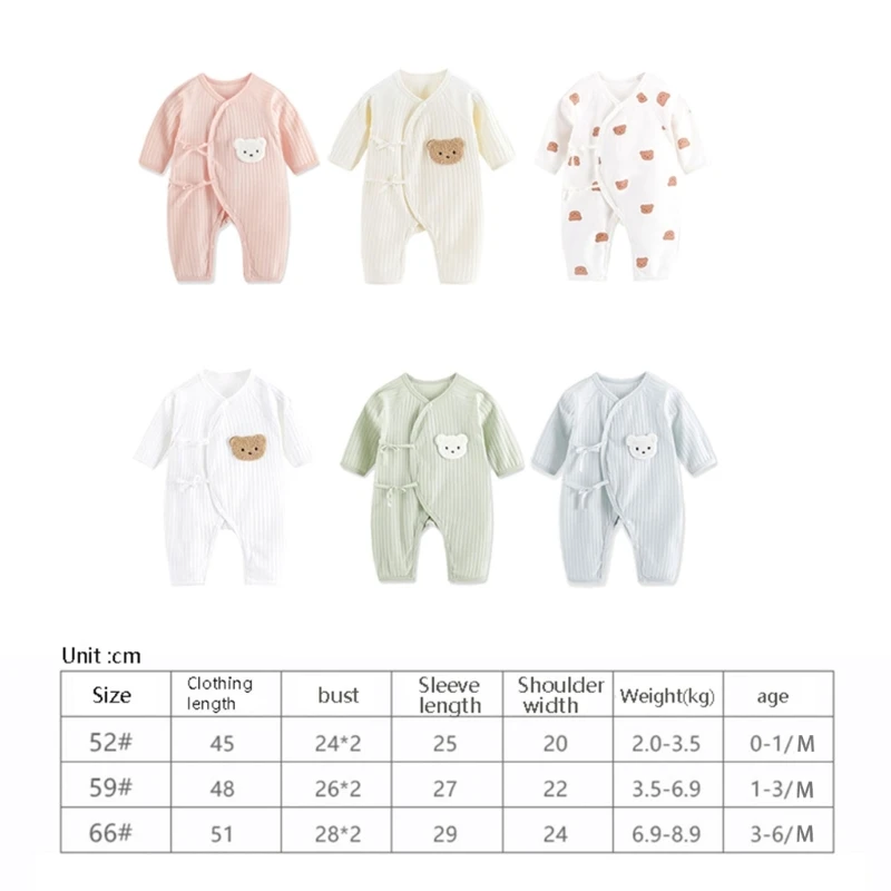 Pagliaccetto per bebè in cotone Tutina per bebè unisex Pagliaccetto a maniche lunghe per neonati D5QA