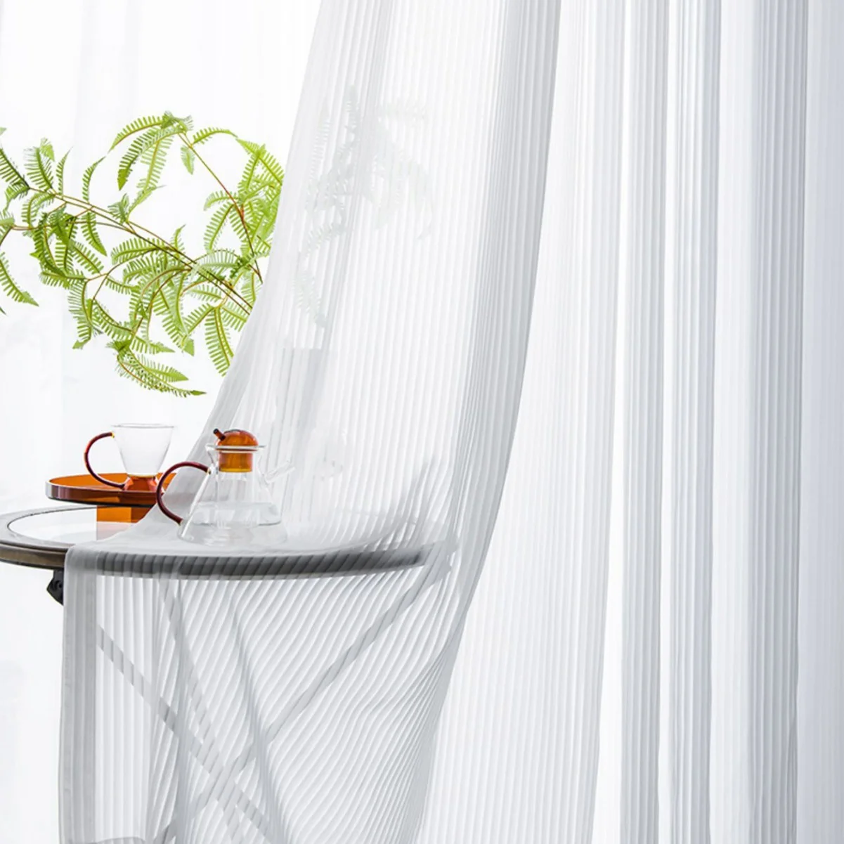 

White Gauze Sheer Curtains, Translucidus Curtains Shades for Home/ Living Room/Tea Room/ Balcony/Terrace/Patio, Venetian blinds