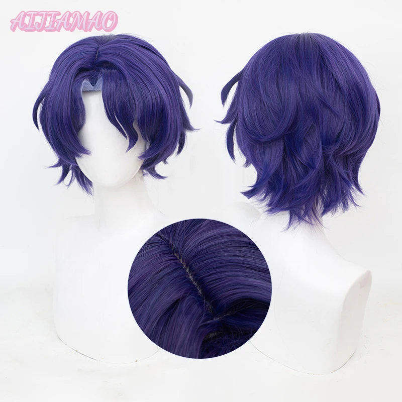 

New Arrival Anime Dr. Ratio Cosplay Wig Short 35cm Purple Highlights Cosplay Anime Wig Heat Resistant Hair Halloween Party Wigs