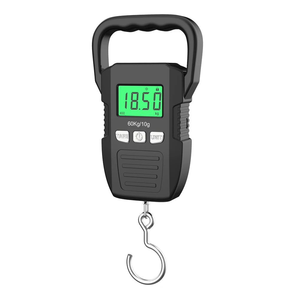 Portable Digital Weight Scale 60kg 10g Electronic Luggage Hanging Scale Battery/USB Charging LCD Fishing Weighing Balance image 2
