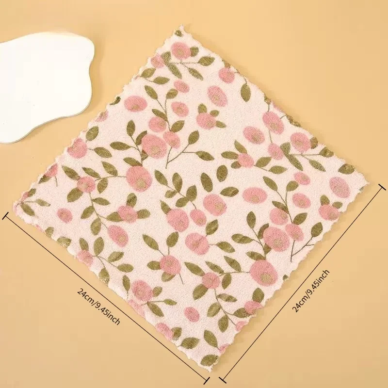 5PCS Coral Fleece Cleaning Cloths, Highly Absorbent & Quick-Drying, Soft Multi-Purpose Rags for Kitchen, Bathroom, Glass