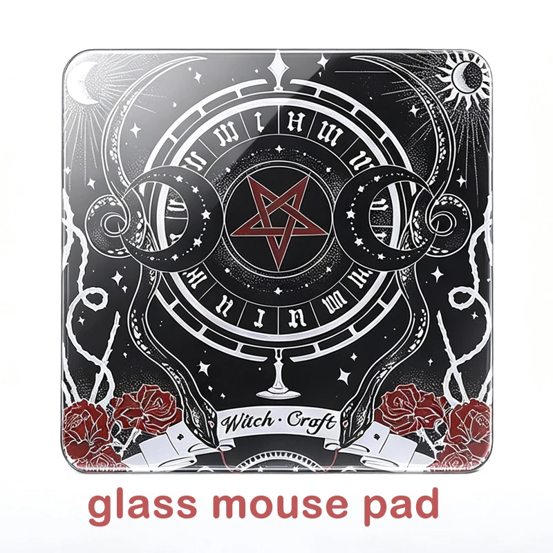 Gothic Punk Glass Mouse Pad Fallen Angel Art Hard Mouse Mat Waterproof Anti Slip Frosted Mousepad Laptop Gamers Desk Decoration